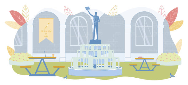 大学走廊，拱门外空图片下载