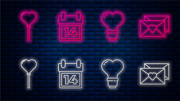 定线日历与二月十四日心型在一起图片下载