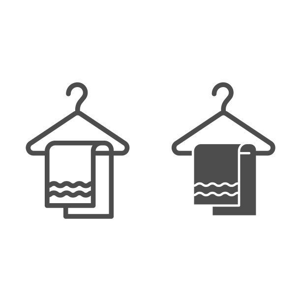 毛巾浴室线和字形图标手巾图片下载