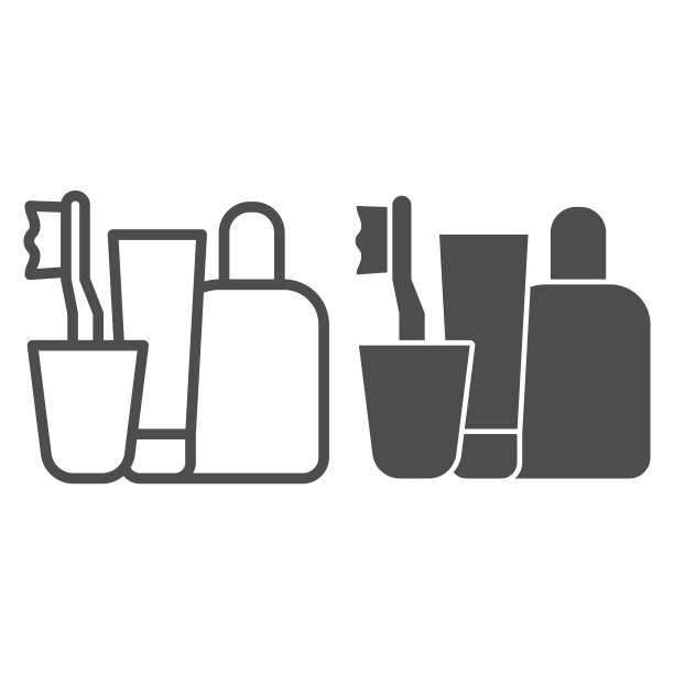 牙刷、洗发膏和字形图标图片下载