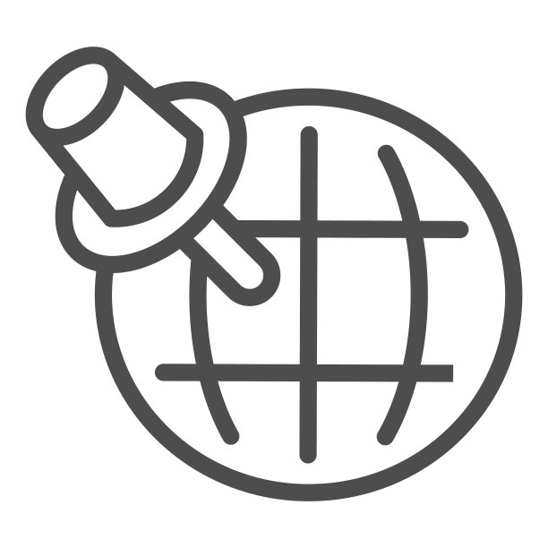 指针和地球线图标旅行地图大头针与图片下载