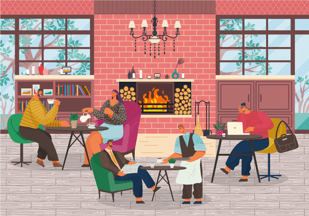 人们在豪华的餐厅里喝咖啡图片下载