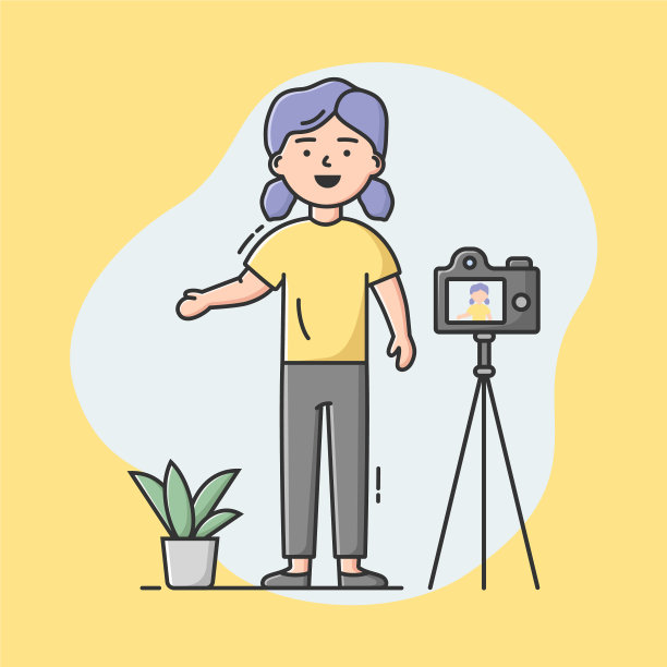 视频博客概念年轻迷人的女人图片下载