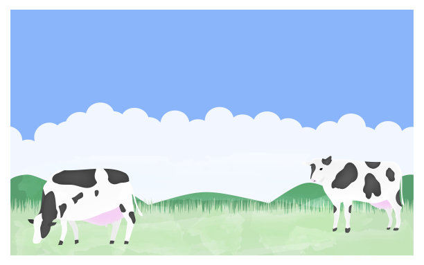 奶牛在夏季牧场上吃草的插图图片下载