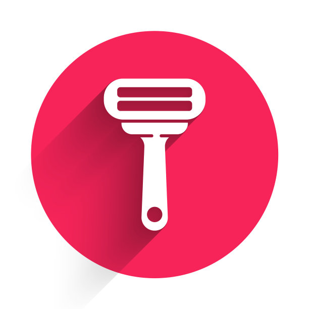 白色剃须刀图标孤立与长影子图片下载