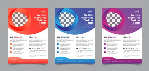 海报宣传单宣传册设计布局空间为照片背景，三梯度颜色，创意布局，插图模板A4大小图片下载