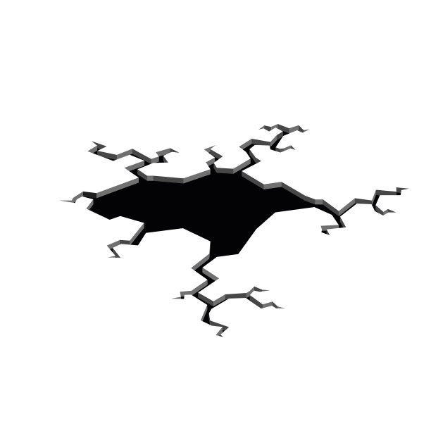 地震裂缝。地面上的裂缝洞与地面破坏的裂缝隔离矢量卡通。损伤打破表面隔离白色图片下载