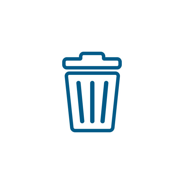 回收站线蓝色图标在白色的背景。蓝色平面风格矢量插图。图片下载