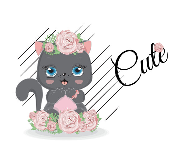 玫瑰中的黑猫图片下载