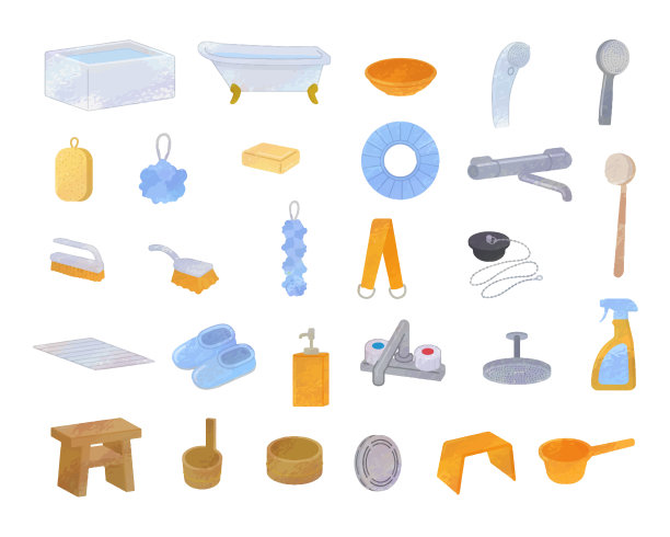 浴时设置插图材料图片下载