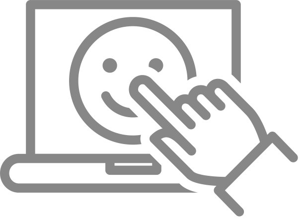 人类选择笔记本电脑的笑脸线图标图片下载