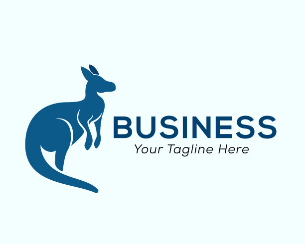 简单站立袋鼠大尾巴向上看标志图片下载