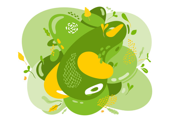 微绿色动态彩色形状与芽和叶图片下载