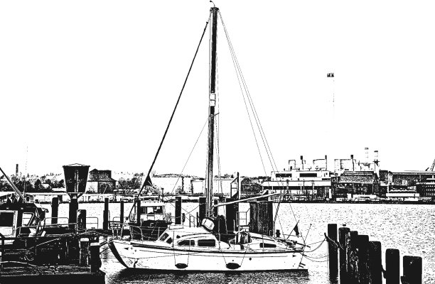 停泊着帆船和游艇的港口。海景观。图片下载