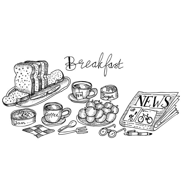 早餐,涂鸦向量图片下载