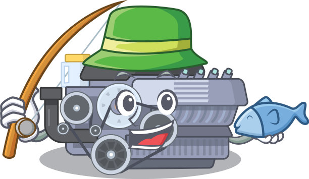 一幅快乐钓鱼内燃机图图片下载