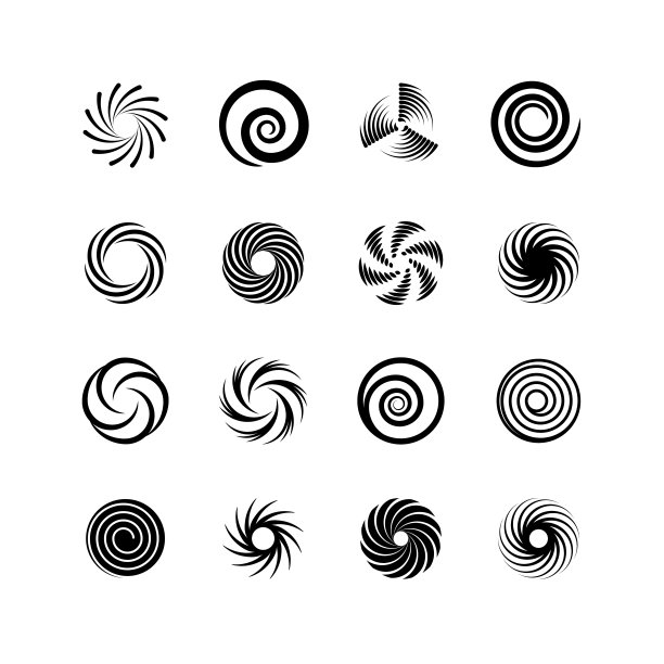 盘旋和漩涡。漩涡和旋转。抽象运动扭曲圆孤立矢量图标图片下载