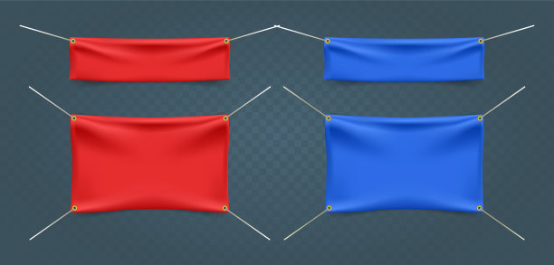 带绳子的纺织横幅。孤立元素在黑色背景图片下载