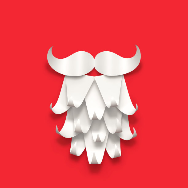 纸上的圣诞老人大胡子和小胡子上隔着红色。圣诞贺卡图片下载