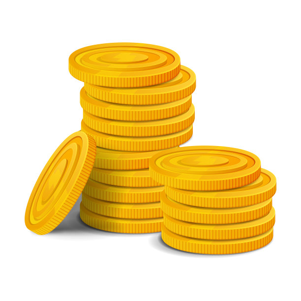 金币堆。彩光钱逼真的游戏资产。矢量插图孤立在白色背景图片下载