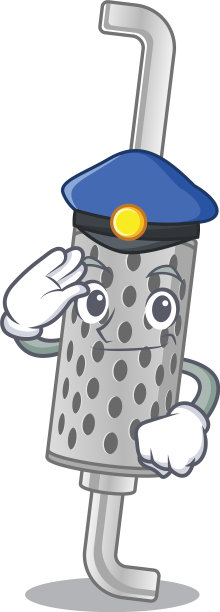 排气管卡通吉祥物扮演警察图片下载