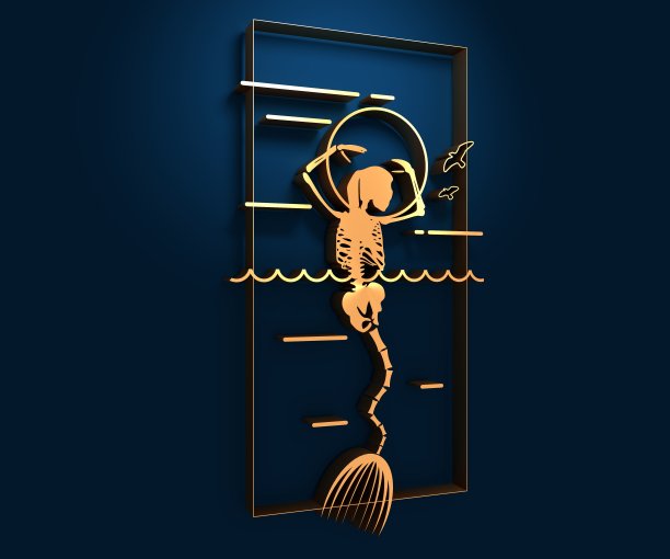 美丽美人鱼剪影图片下载