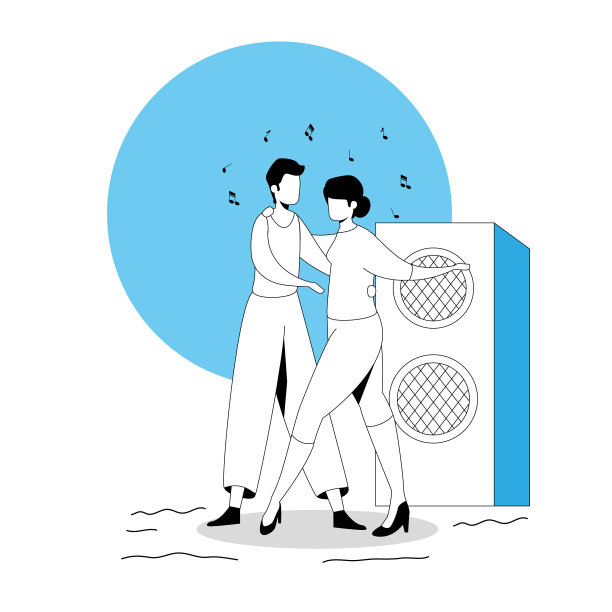 年轻夫妇跳舞的头像人物图标图片下载