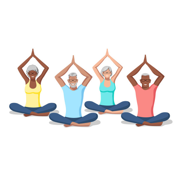 不同国籍和年龄的活跃男性和女性都在练习瑜伽图片下载