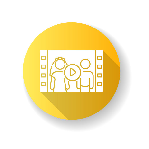 婚礼视频黄色平面设计长影子字形图标图片下载