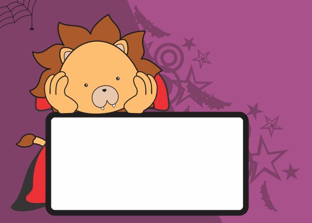 可爱的小狮子吸血鬼服装万圣节复制空间背景图片下载