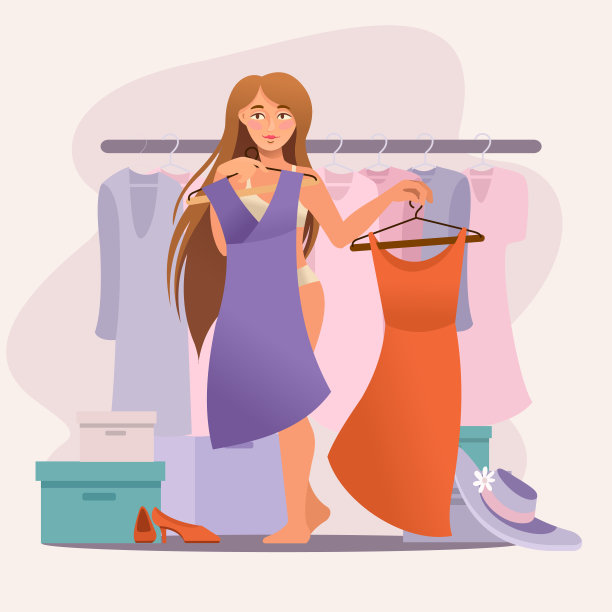 卡通色彩人物人物女人和服装概念。向量图片下载