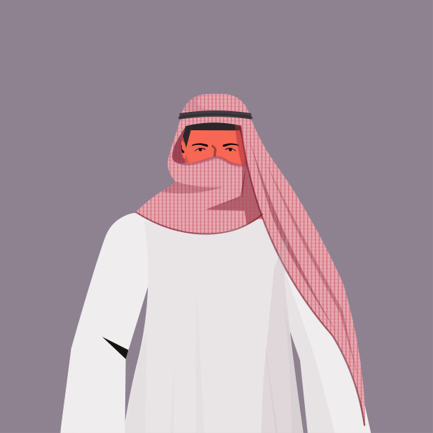 阿拉伯男子传统服饰阿拉伯男性卡通人物肖像图片下载
