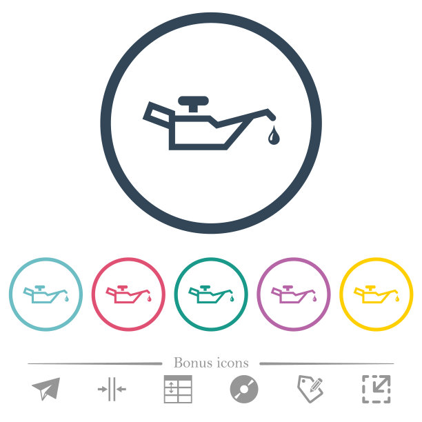 圆形轮廓的涂油器平面颜色图标图片下载