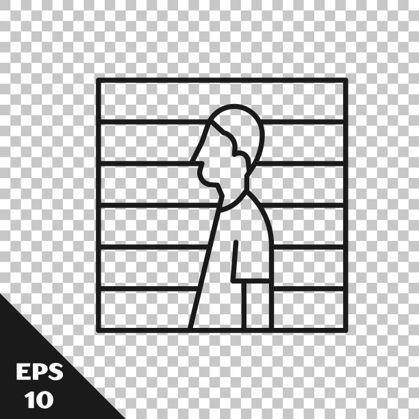 黑线嫌疑人犯罪图标隔离图片下载