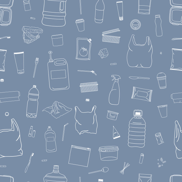 无缝图案的彩色垃圾。行图标。图片下载