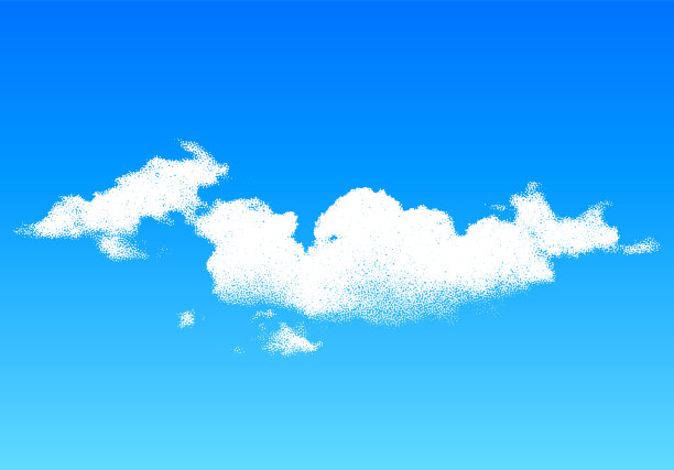 云由蓝色的天空中分散的点组成，逼真的点画图图片下载