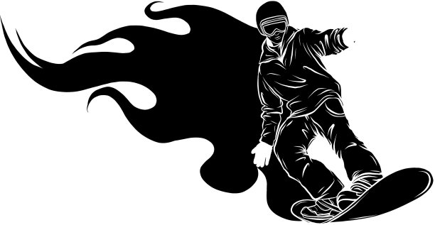 剪影滑雪板男子在雪地上跳跃图片下载