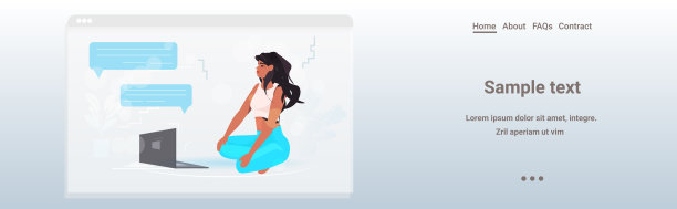 女子用笔记本电脑聊天期间视频通话远程工作隔离聊天气泡通信图片下载