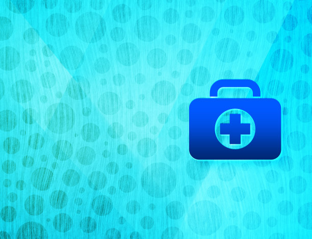 急救包图标闪亮气泡抽象青蓝背景湿水纹理插图图片下载