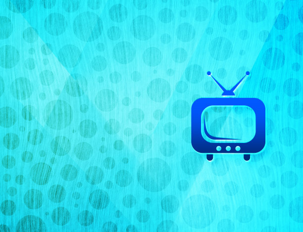 电视图标闪亮气泡抽象青蓝背景湿水纹理插图图片下载