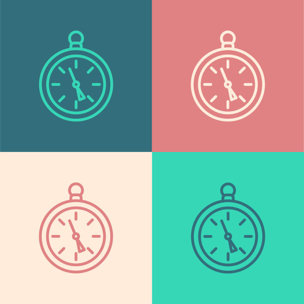 波普艺术线罗盘图标孤立的颜色背景。Windrose导航的象征。风向玫瑰图信号。矢量图图片下载