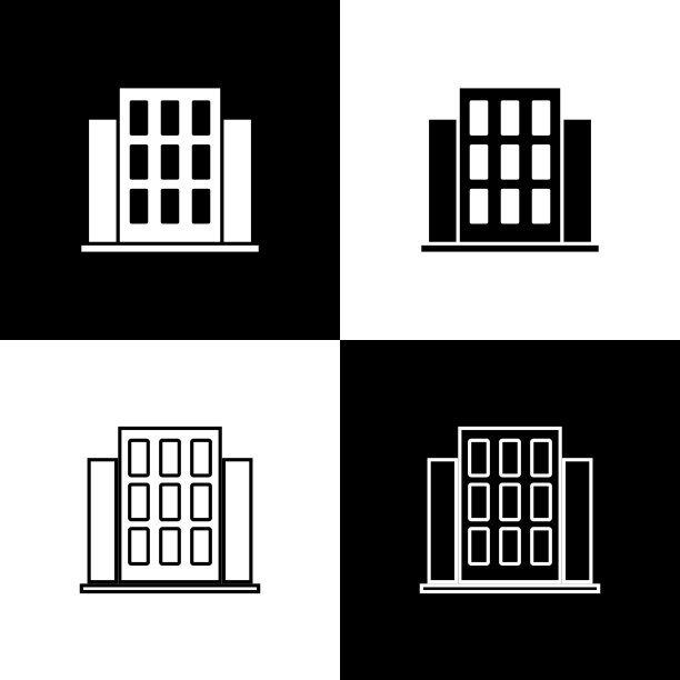 设置房子图标隔离在黑色和白色的背景。家的象征。向量图片下载