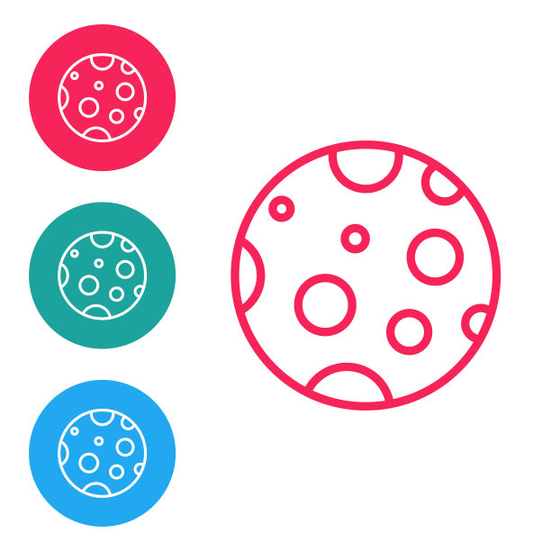 红色线月亮图标孤立在白色背景。在圆形按钮中设置图标。矢量图图片下载