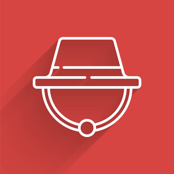 白色线条的露营帽图标孤立着长长的影子。沙滩帽巴拿马。探险家旅行者的帽子，狩猎，徒步旅行，旅游。矢量图图片下载