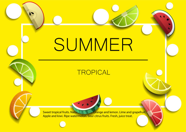 黄色背景上的2.5D水果图片下载