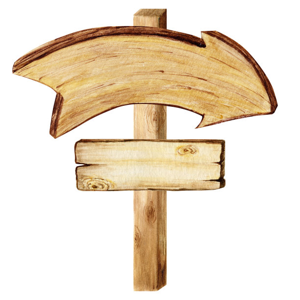 水彩木箭头招牌，空空白孤立。一套古老的，复古的手绘木材横幅，木板，木板。插图与文字空间。寻路信息的标志。图片下载