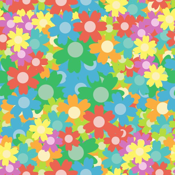矢量无缝图案与美丽的彩色花朵。图片下载
