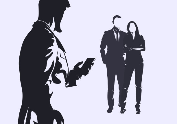 商人，一群矢量剪影。商业生活。男人用电话打字图片下载