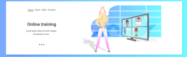 女人做瑜伽健身练习女孩看教程上的电视在线训练健康的生活方式图片下载