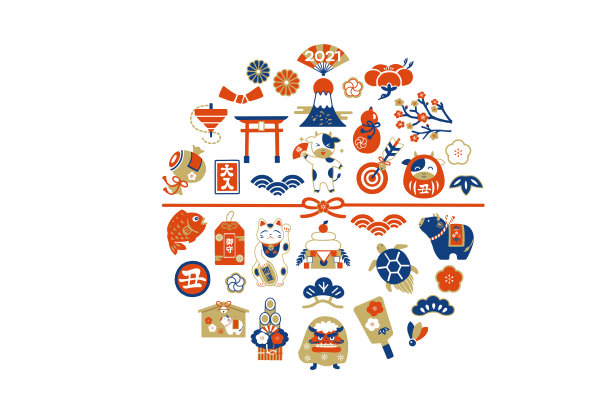 新年贺卡明信片日本风格的2021年图片下载